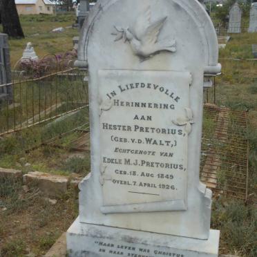 PRETORIUS Hester nee V.D. WALT 1849-1926