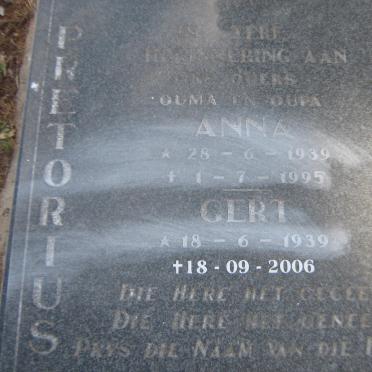 PRETORIUS Gert 1939-2006 &amp; Anna 1939-1995