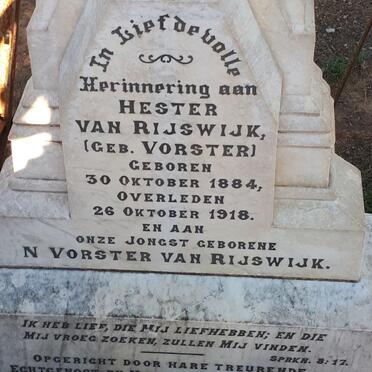 RIJSWIJK Hester, van nee VORSTER 1884-1918 :: VAN RIJSWIJK N. Vorster