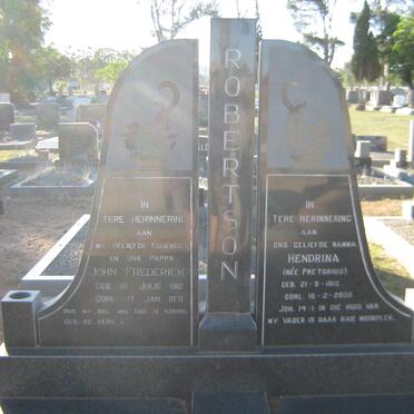 ROBERTSON John Frederick 1912-1971 &amp; Hendrina PRETORIUS 1913-2000