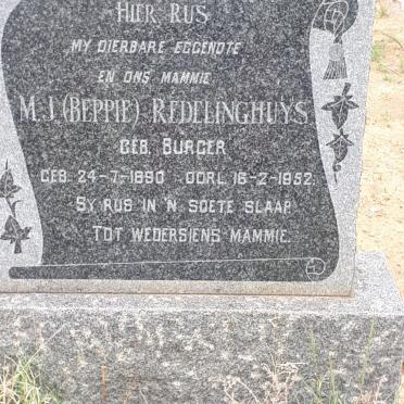 REDELINGHUYS M.J. nee BURGER 1890-1952