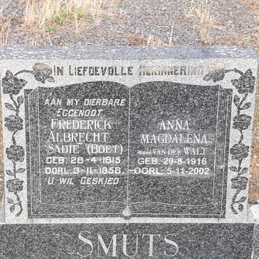 SMUTS Frederick Albrecht Sadie 1915-1958 &amp; Anna Magdalena VAN DER WALT 1916-2002