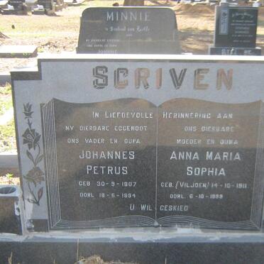 SCRIVEN Johannes Petrus 1907-1984 &amp; Anna Maria Sophia VILJOEN 1911-1999