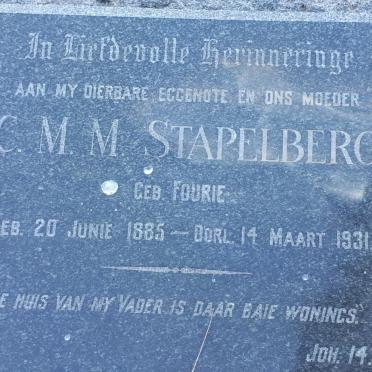 STAPELBERG C.M.M. nee FOURIE 1885-1931