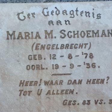 SCHOEMAN Maria M. nee ENGELBRECHT 1878-1936