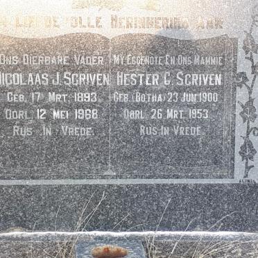SCRIVEN Nicolaas J. 1893-1968 &amp; Hester C. BOTHA 1900-1953