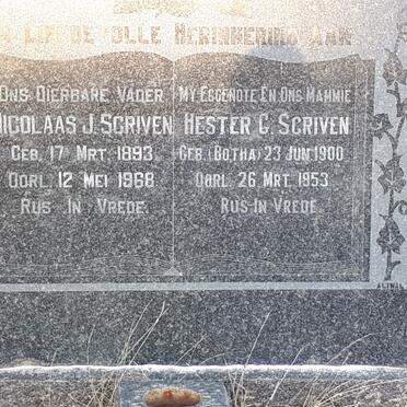 SCRIVEN Nicolaas J. 1893-1968 &amp; Hester C. BOTHA 1900-1953