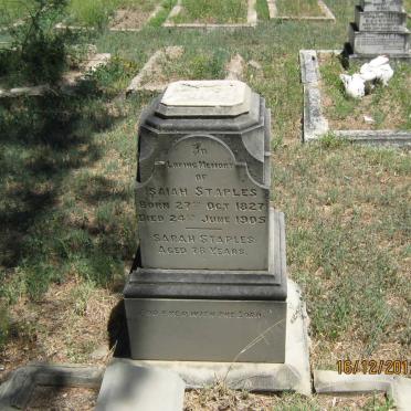 STAPLES Isaiah 1827-1905 &amp; Sarah