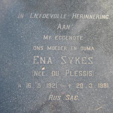 SYKES Ena nee DU PLESSIS 1921-1981