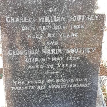 SOUTHEY Charles William -1924 &amp; Georginia Maria -1924