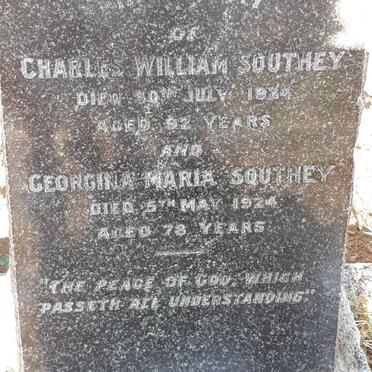 SOUTHEY Charles William -1924 &amp; Georginia Maria -1924