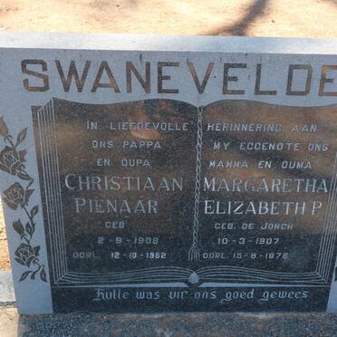 SWANEVELDER Christiaan Pienaar 1908-1982 &amp; Margaretha Elizabeth P. DE JONGH 1907-1978