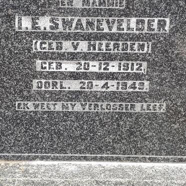SWANEVELDER I.E. nee V. HEERDEN 1912-1949