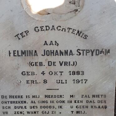 STRYDOM Wilhelmina Johanna nee DE VRIJ 1883-1917