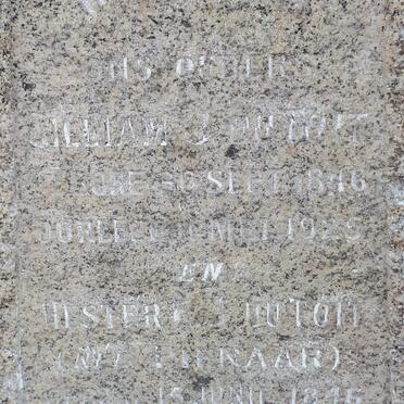 TOIT Gilliam J., du 1846-1925 &amp; Hester E.J. PIENAAR 1846-1925