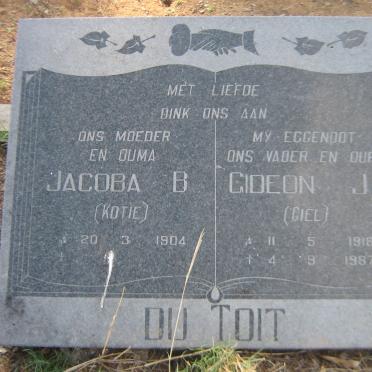 TOIT Gideon J., du 1918-1987 &amp; Jacoba B. 1904-