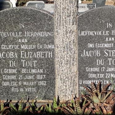 TOIT Jacob Stephanus, du 1885-1954 &amp; Jacoba Elizabeth BELLINGAN 1887-1962