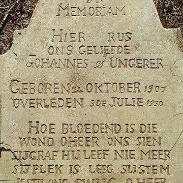 UNGERER Johannes S. 1907-1930