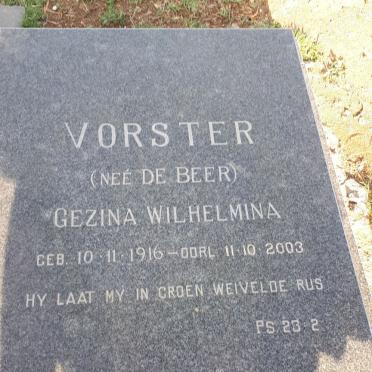 VORSTER Gezina Wilhelmina nee DE BEER 1916-2003