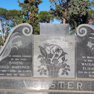 VORSTER Barend Johannes Martinus 1893-1970 &amp; Magdalena Elizabeth 1903-1993