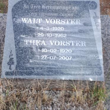 VORSTER Walt 1920-1962 &amp; Thea 1920-2007