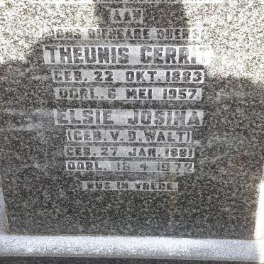 VICTOR Theunis Gerrit 1883-1957 &amp; Elsie Josina V. D. WALT 1881-1972
