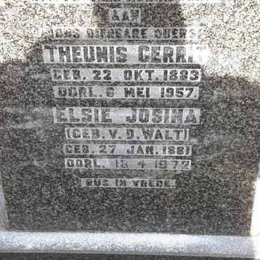 VICTOR Theunis Gerrit 1883-1957 &amp; Elsie Josina V. D. WALT 1881-1972