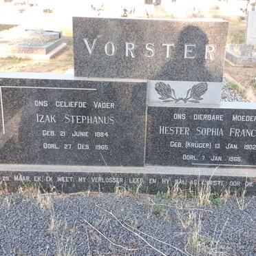 VORSTER Izak Stephanus 1884-1965 &amp; Hester Sophia Francina  KRÜGER 1902-1965