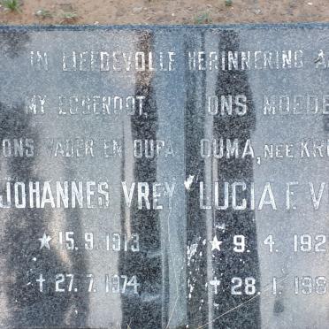 VREY Johannes 1913-1974 &amp; Lucia F. KRUGER 1922-1980