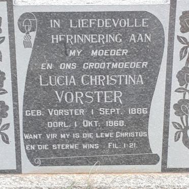 VORSTER Lucia Christina nee VORSTER 1886-1968