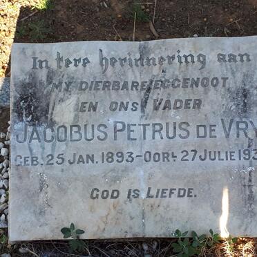 VRY Jacobus Petrus, de 1893-1939