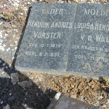 VORSTER Hendrik Andries 1874-1937 :: V.D. WALT Louisa Hendrika nee KRUGER 1875-1945