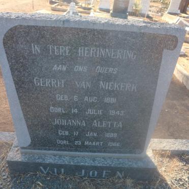 VILJOEN Gerrit van Niekerk 1881-1943 &amp; Johanna Aletta 1889-1966 