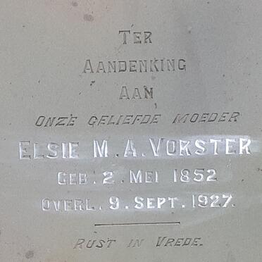 VORSTER Elsie M.A. nee DU TOIT 1852-1927