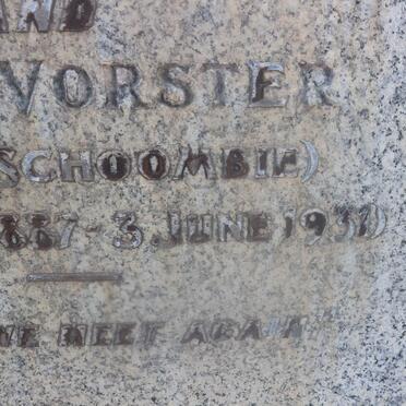 VORSTER J.S.A. nee SCHOOMBIE 1887-1931