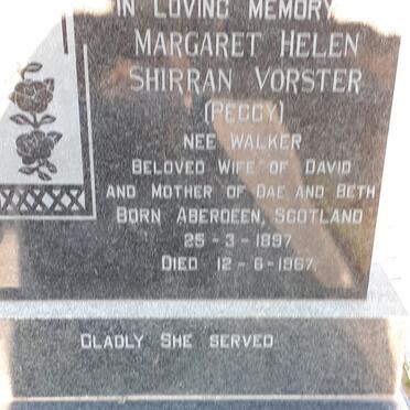 VORSTER Margaret Helen Shirran nee WALKER 1897-1967