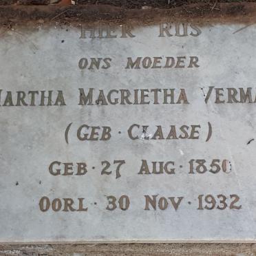 VERMAAK Martha Magrietha nee CLAASE 1850-1932