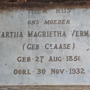 VERMAAK Martha Magrietha nee CLAASE 1850-1932
