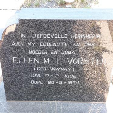 VORSTER Ellen M.T. nee WAYMAN 1892-1974