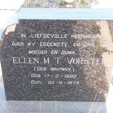 VORSTER Ellen M.T. nee WAYMAN 1892-1974