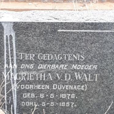 WALT Magrietha, v.d. formerly DUVENAGE 1876-1957