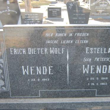 WENDE Erich Dieter Wolf 1943- &amp; Estella PIETERSE 1949-1983
