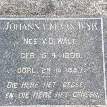 WYK Johanna M. , van nee V.D. WALT 1888-1957