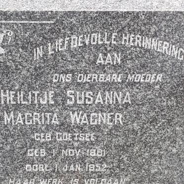 WAGNER Heilitje Susanna Magrita nee COETSEE 1881-1952