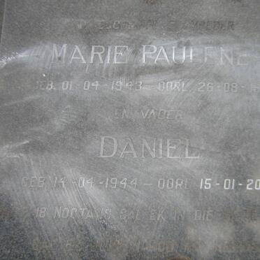WENTZEL Daniel 1944-2010 &amp; Marie Paulene 1943-1996