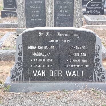 WALT Johannes Christiaan, van der 1884-1971 &amp; Anna Catharina Magdalena 1894-1957