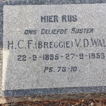 WALT H.C.F., v.d. 1895-1959