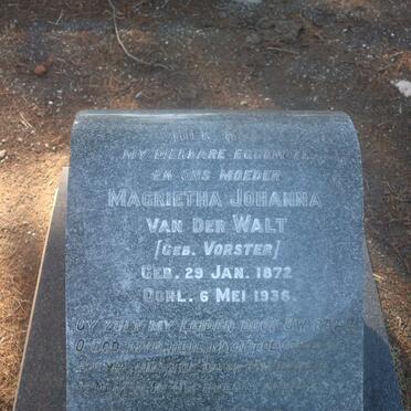 WALT Magrietha Johanna, van der nee VORSTER 1872-1936