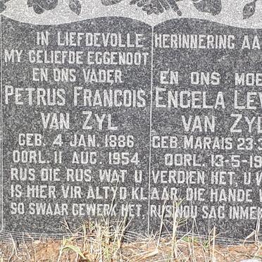 ZYL Petrus Francois, van 1886-1954 &amp; Engela Levina MARAIS 1892-1965