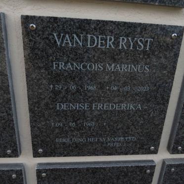 RYST Francois Marinus, van der 1968-2023 & Denise Frederika 1967-